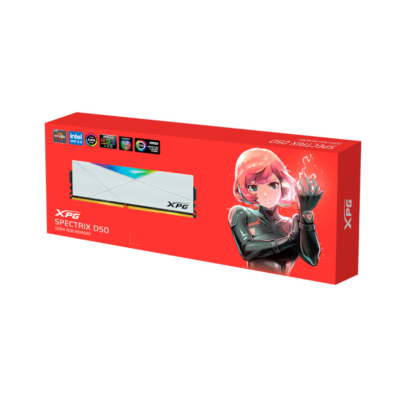 Adata XPG Spectrix D50 32GB (32GBX1) DDR4 3600MHz RGB RAM- White