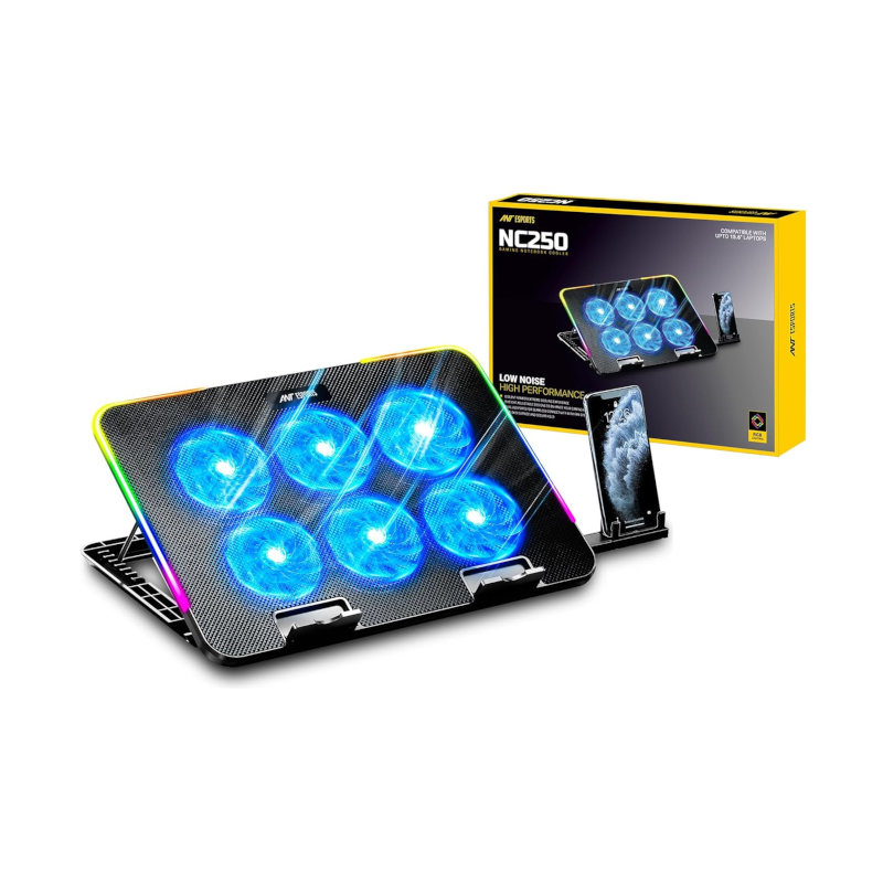 Ant Esports NC250 RGB Laptop Cooling Pad, Laptop Cooler with Mobile Holder