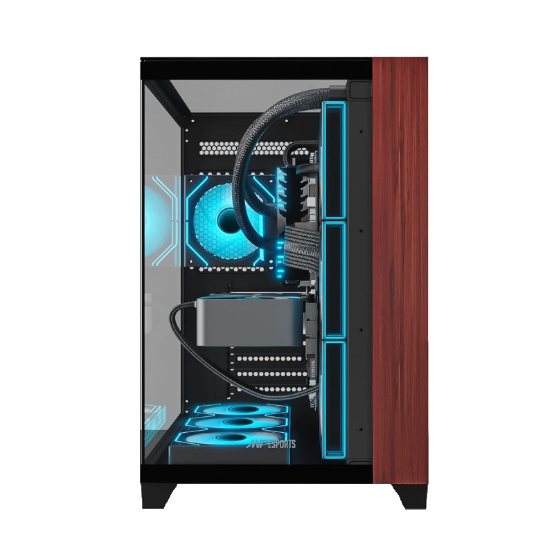 Ant Esports Crystal Wood Mid Tower Gaming Cabinet with Type-C - Black