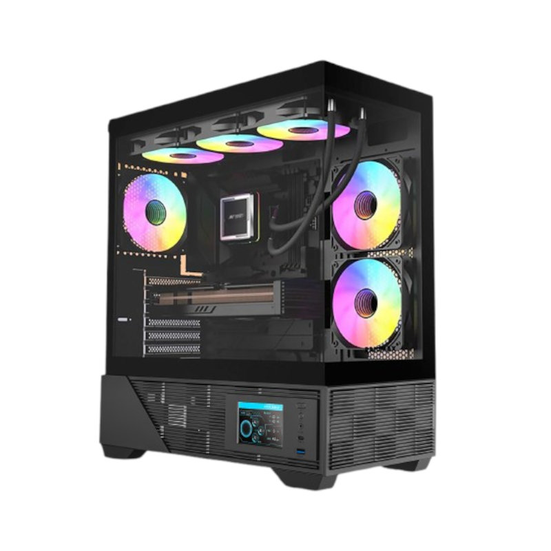 Ant Esports Crystal X6 Digital Mid Tower Gaming Cabinet - Black