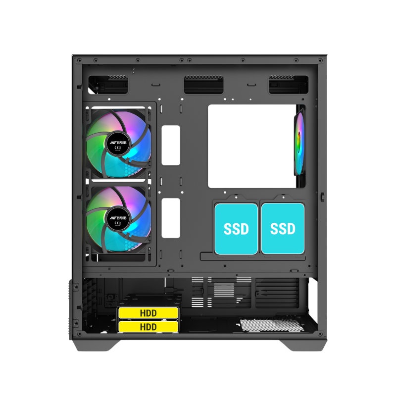 Ant Esports Crystal X6 Digital Mid Tower Gaming Cabinet - Black