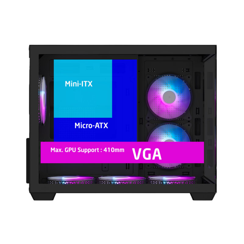 Ant Esports Crystal X6 Mini Mini-Tower Gaming Cabinet - Black