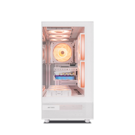 Ant Esports Crystal X6 Mid Tower Gaming Cabinet with Type-C - White