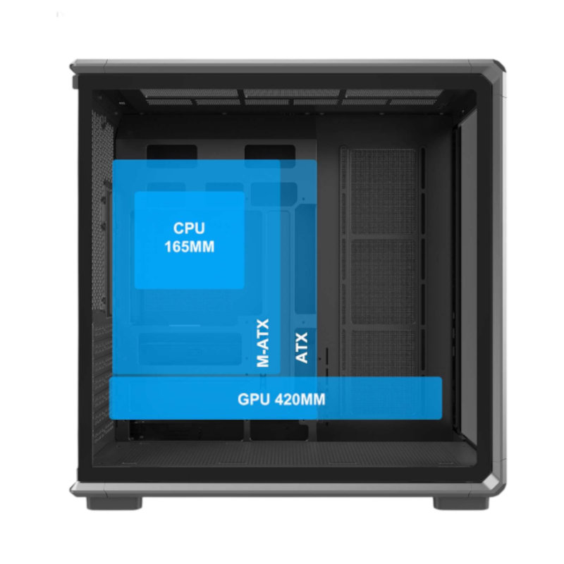 Ant Esports Crystal X8 ARC Gaming Cabinet - Black