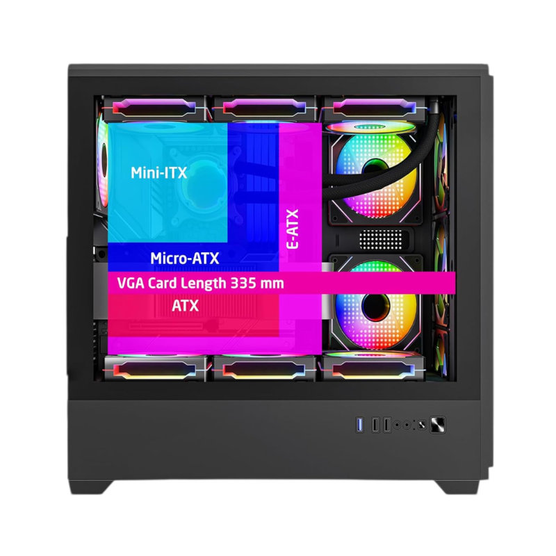 Ant Esports EVO 360 Lite Mid Tower Gaming Cabinet - Black