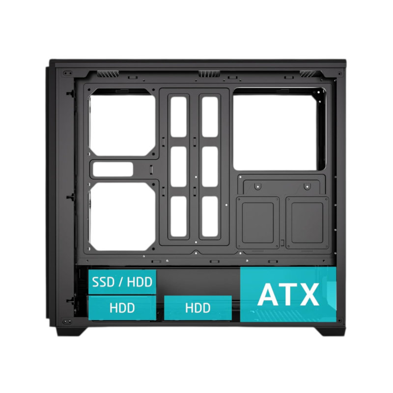 Ant Esports EVO 360 Lite Mid Tower Gaming Cabinet - Black