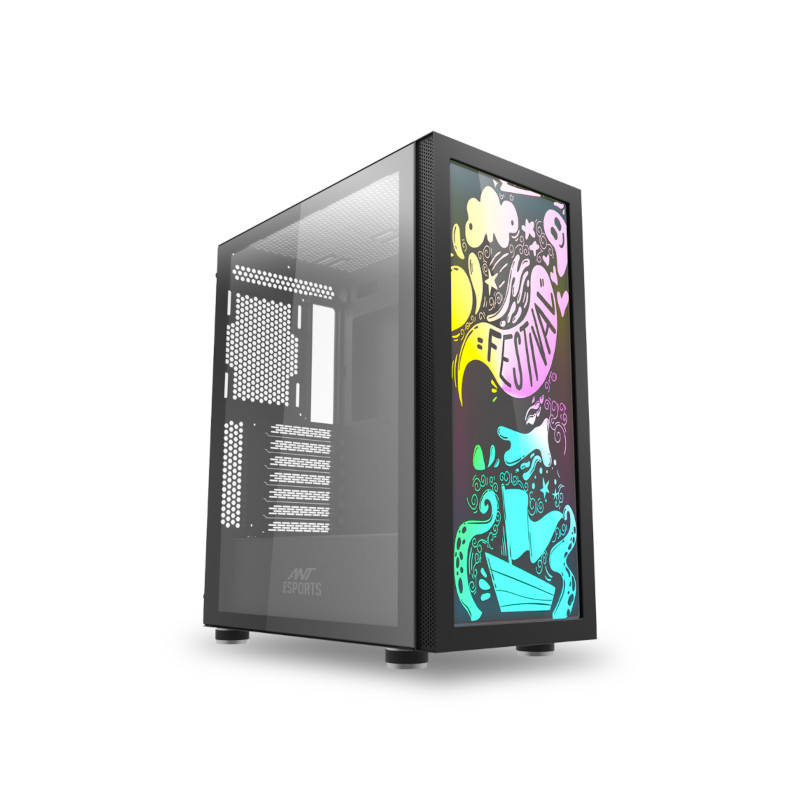 Ant Esports Graffiti (ATX) Mid Tower Gaming Cabinet - Black