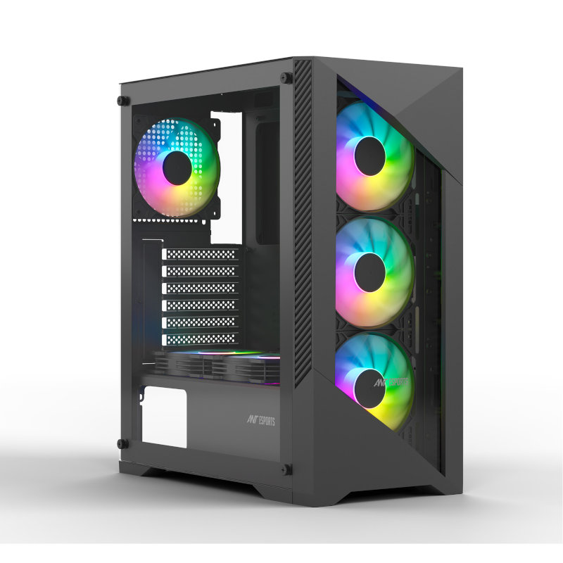 Ant Esports ICE 270G 6F Mid Tower Gaming Cabinet - Black