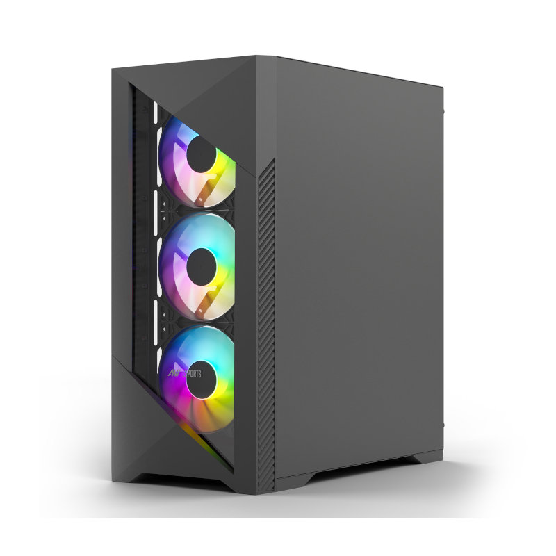 Ant Esports ICE 270G 6F Mid Tower Gaming Cabinet - Black