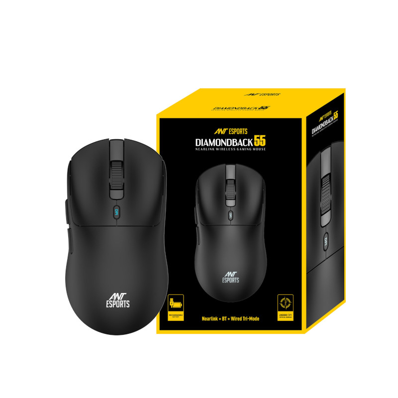 Ant Esports DiamondBack55 Wireless Tri-Mode Gaming Mouse - Black