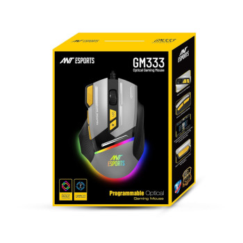 Ant Esports GM333 Optical Gaming Mouse (Black/Grey/Yellow)