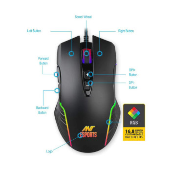 Ant Esports GM500 RGB Wired Gaming Mouse (4000 DPI, Optical Sensor) Ant Esports GM500 RGB Wired Gaming Mouse (4000 DPI, Optical Sensor)