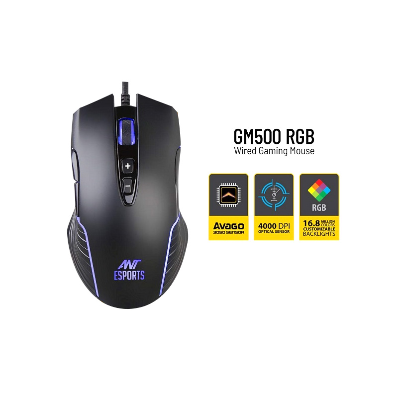 Ant Esports GM500 RGB Wired Gaming Mouse (4000 DPI, Optical Sensor) Ant Esports GM500 RGB Wired Gaming Mouse (4000 DPI, Optical Sensor)