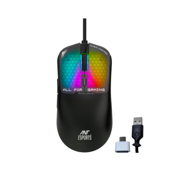 Ant Esports Virtus100 Wired 12800DPI Gaming Mouse - Black