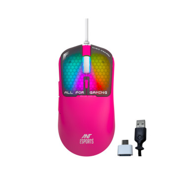 Ant Esports Virtus100 Wired 12800DPI Gaming Mouse - Pink