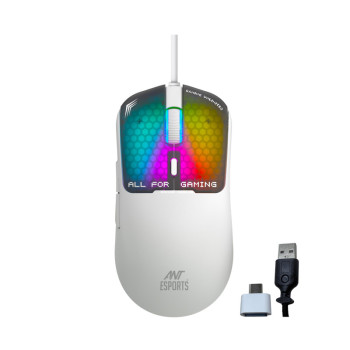 Ant Esports Virtus100 Wired 12800DPI Gaming Mouse - White