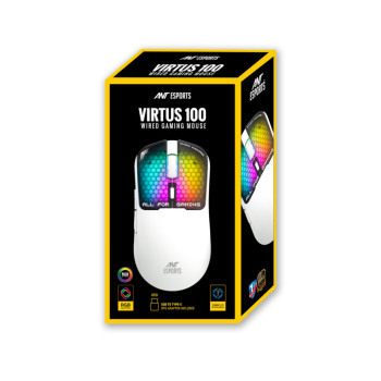 Ant Esports Virtus100 Wired 12800DPI Gaming Mouse - White