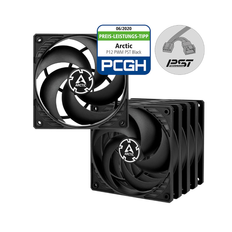 Arctic P12 PWM PST Cabinet Fan (Pack of 5) - Black