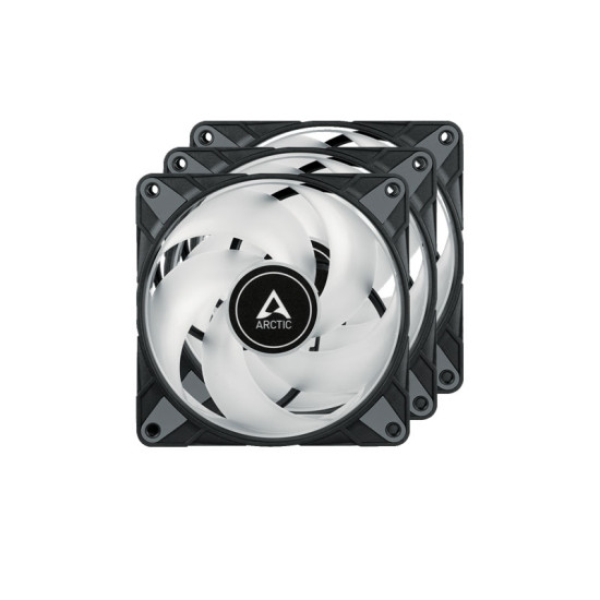 Arctic P12 PWM PST A-RGB 0dB Semi-Passive 120mm Fan with Digital A-RGB (Triple Pack) – Black