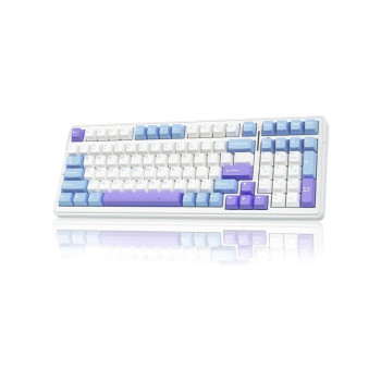 AULA F99 Wireless Trio Mode Mechanical Full-Size Gaming Keyboard with Graywood Switch - Blue White