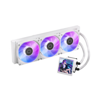 Cooler Master MasterLiquid Core LCD 360 4-Inch ARGB Liquid CPU Cooler - White