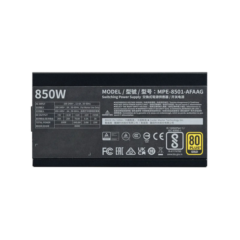Cooler Master MWE Gold 850 V2 Full Modular 80 Plus Gold ATX 3.1 Power Supply