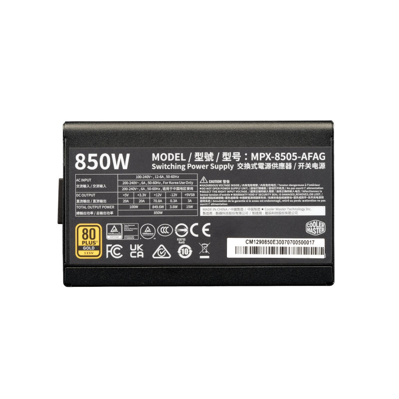 Cooler Master Elite Gold 850 80 Plus Gold 850W ATX 3.1 Fully Modular Power Supply - Black