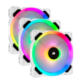 Corsair LL120 RGB 120mm Dual Light Loop White RGB LED PWM Fan — Triple Pack with Lighting Node PRO