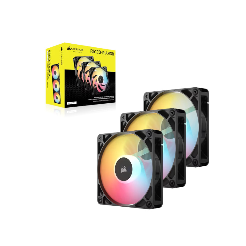 Corsair RS120-R ARGB 120mm PWM Reverse Cabinet Fan (Triple Pack) – Black Corsair RS120-R ARGB 120mm PWM Reverse Cabinet Fan (Triple Pack) – Black