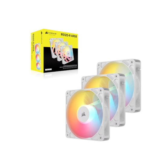 Corsair RS120-R ARGB 120mm PWM Reverse Cabinet Fan (Triple Pack) – White