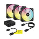 Corsair iCUE Link QX120 RGB 120mm PWM PC Fans Starter Kit with iCUE LINK System Hub – Black