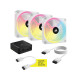 Corsair iCUE Link QX120 RGB 120mm PWM PC Fans Starter Kit with iCUE LINK System Hub – White