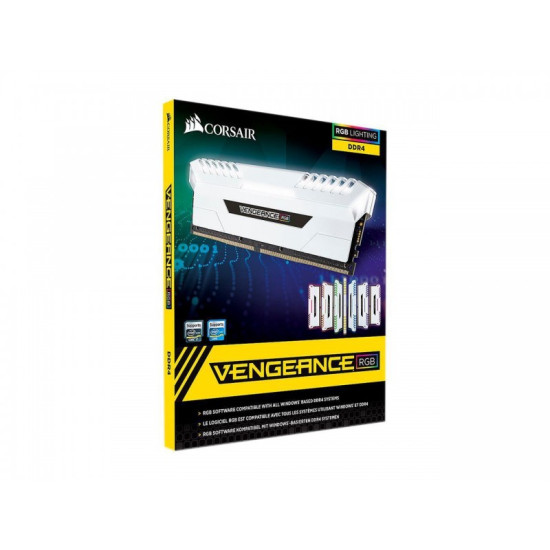 Corsair Vengeance RGB 16GB (8GBX2) DDR4 DRAM 3000MHz C16 Memory Kit - White
