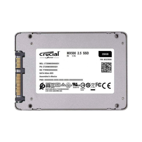 Crucial MX500 250GB 3D Nand Sata 2.5" 7mm (with 9.5mm adapter) Internal SSD