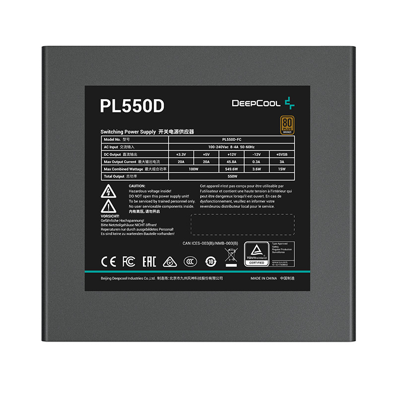Deepcool PL550D 550 Watt 80 Plus Bronze ATX 3.0 Power Supply