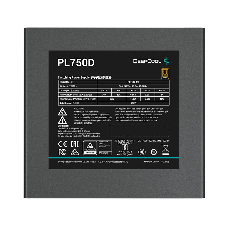 Deepcool PL750D 750 Watt 80 Plus Bronze ATX 3.0 Power Supply