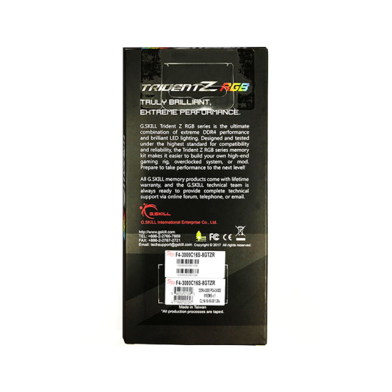 G.Skill Trident Z 8GB (8GBX1) DDR4 3000MHz RGB Memory