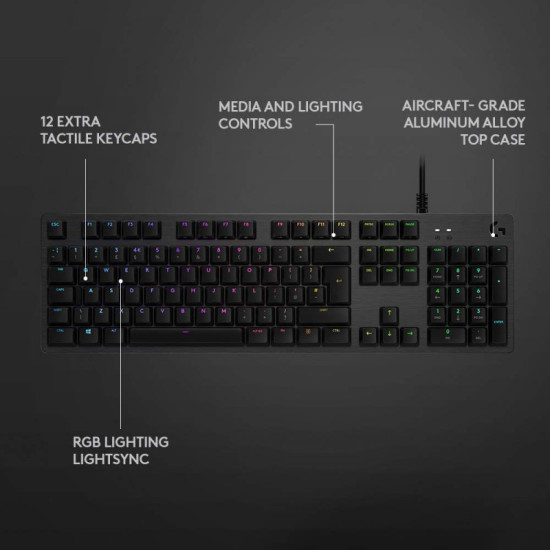 Logitech G512 Carbon Lightsync RGB Mechanical Gaming Keyboard - GX Blue
