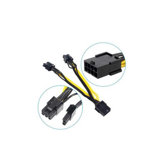 8 Pin Female to 2 X 8 Pin (6+2) Male PCI Express Splitter Power Cable