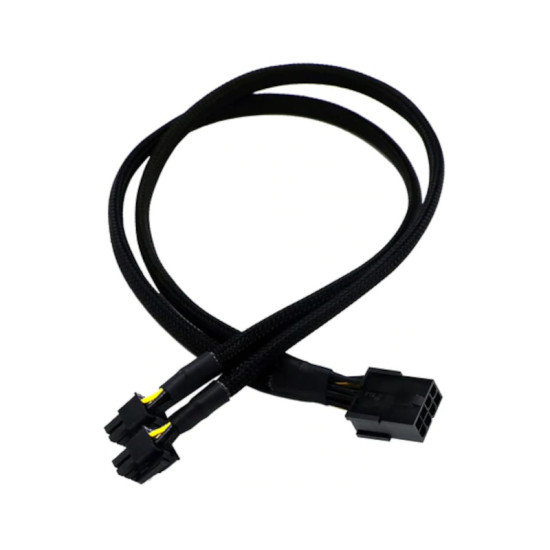 8-Pin Female to 2x (6+2)-Pin Male 35CM Power Sleeved Cable